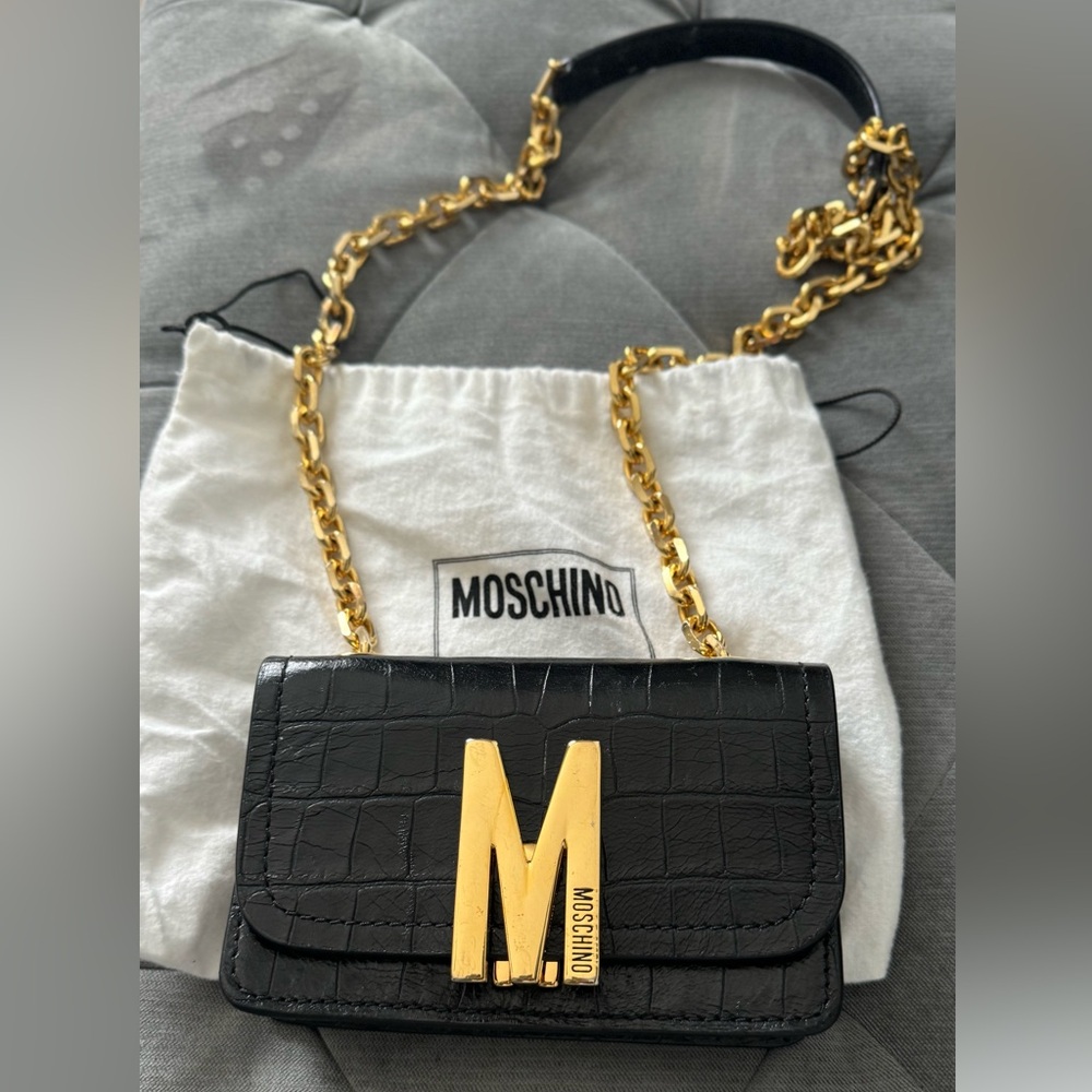 Moschino Croc Embossed Leather Crossbody good condition